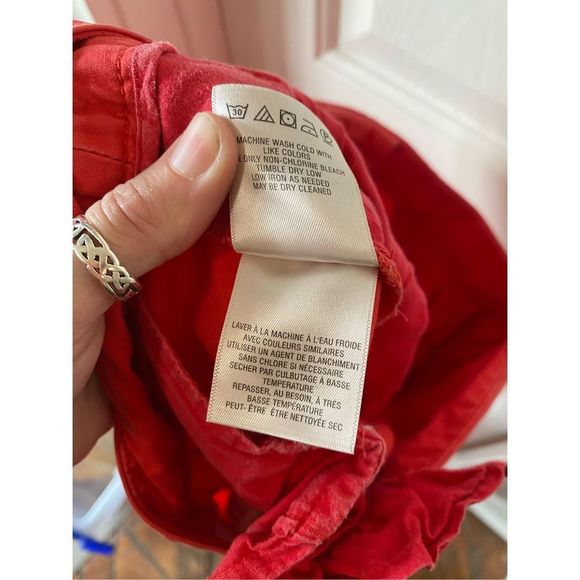 By Anthropologie Red Orange Cropped 100% Cotton Track Pants, Size 4 - Picture 11 of 11
